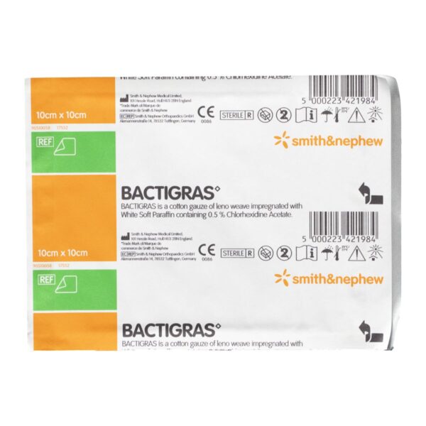 Smith Nephew Bactigras, 10x10cm 1 sztuka - opatrunek z chlorhexydyną